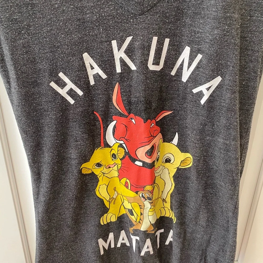 Disney Lion King Hakuna Matata Gray Shirt Vneck XS Parks Collector Simba - Picture 2 of 4